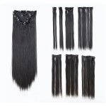 SWACC Women 22 Inches Straight Full Head 7 Separate Pieces Heat Resistance Synthetic Hair Clip in Hair Extensions (1B-Off Black)