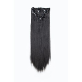 SWACC Women 22 Inches Straight Full Head 7 Separate Pieces Heat Resistance Synthetic Hair Clip in Hair Extensions (1B-Off Black)