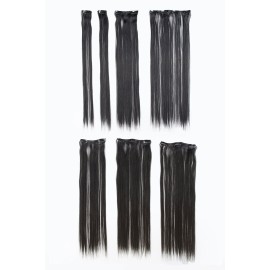 SWACC Women 22 Inches Straight Full Head 7 Separate Pieces Heat Resistance Synthetic Hair Clip in Hair Extensions (1B-Off Black)