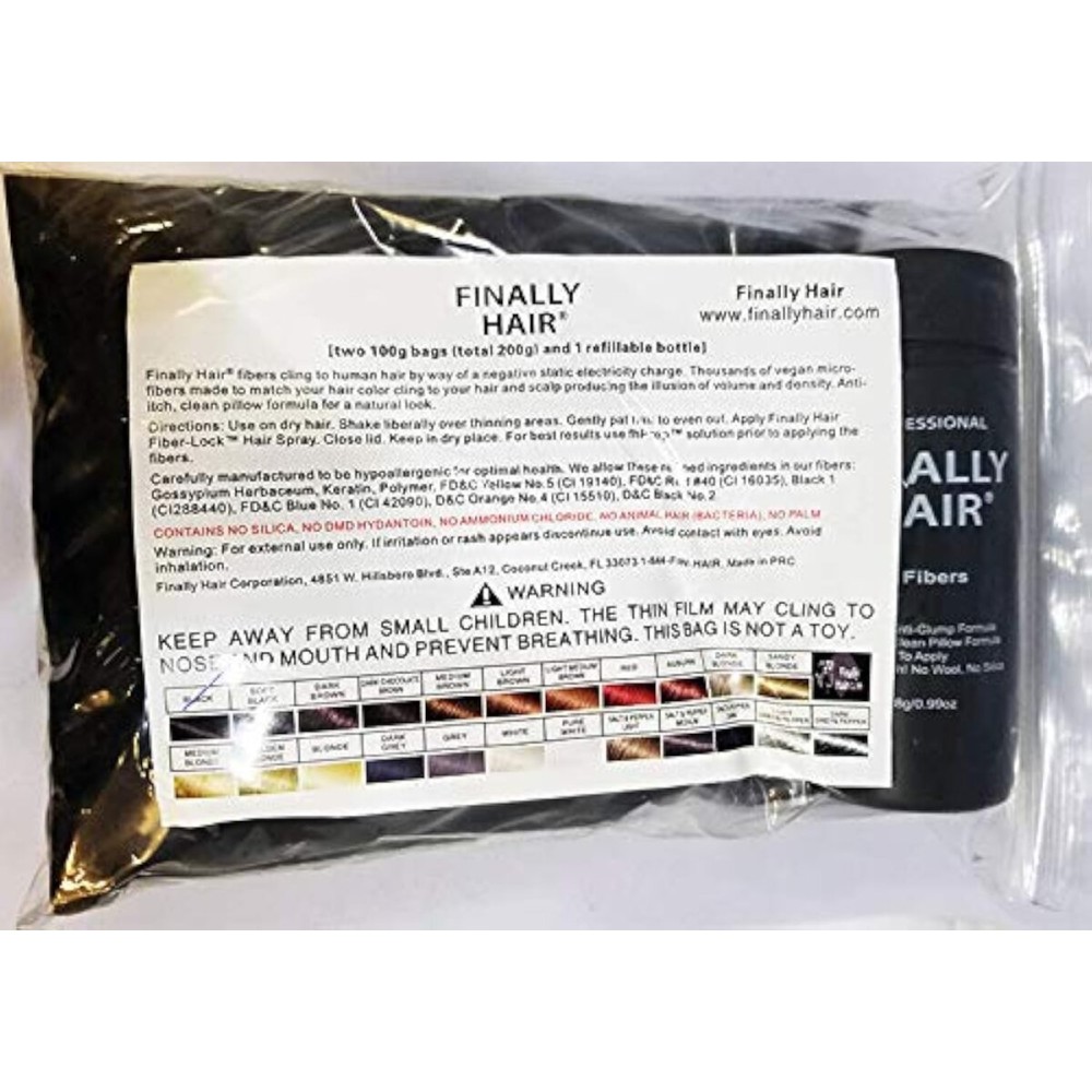 Hair Building Fibers 200 Grams 7 Oz. With Bottle By Finally Hair 50g*4 (Light Medium Brown - our lightest brown shade)