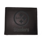Team Sports America NFL Pittsburgh Steelers Black Wallet | Bi-Fold | Officially Licensed Stamped Logo | Made of Leather | Money and Card Organizer | Gift Box Included
