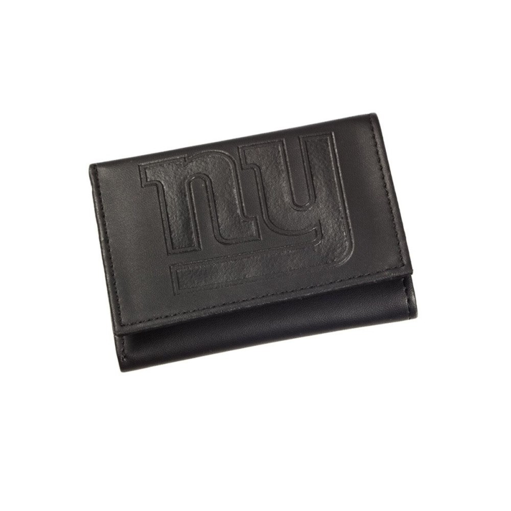 Team Sports America NFL New York Giants Black Wallet | Tri-Fold | Officially Licensed Stamped Logo | Made of Leather | Money and Card Organizer | Gift Box Included