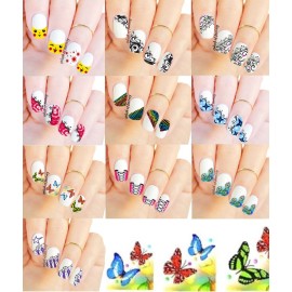 Nail Art Water Transfer Decals Tip & Corner Cover 10 Sheets