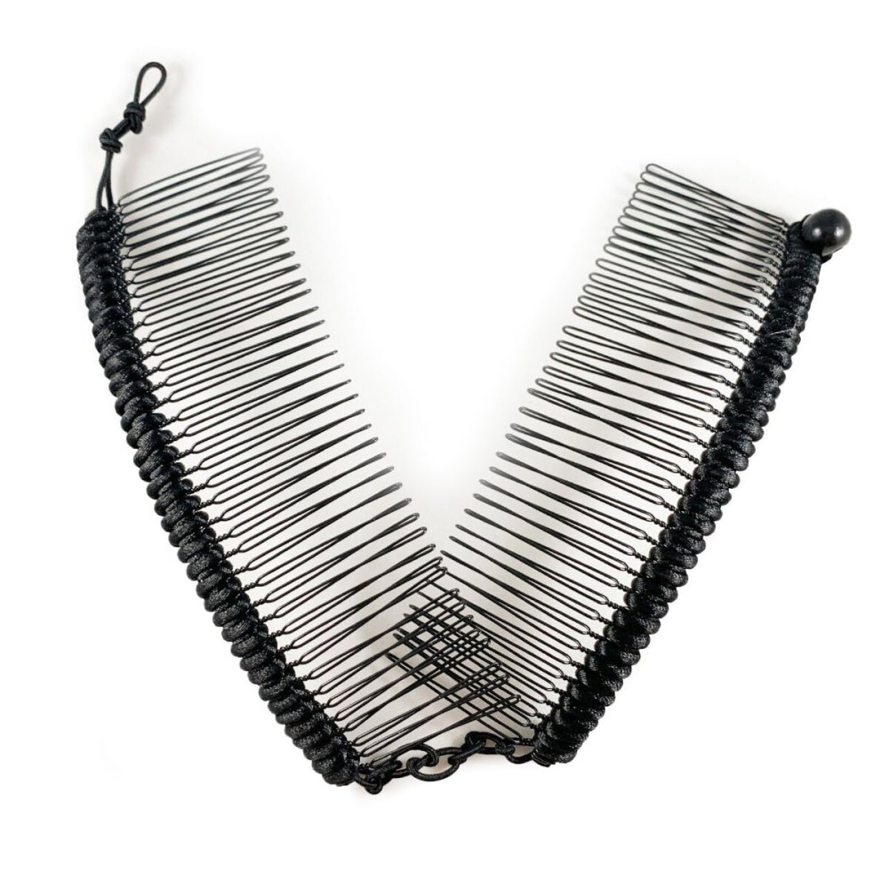 HairZing Stretchy Banana Hair Clip - Sturdy Hold, No Damage, Creases or Pain (Satin Cord) (Black, Large) HairZing Stretchy Banana Hair Clip - Sturdy Hold, No Damage, Creases or Pain (Satin Cord) (Black, Large)