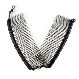 HairZing Stretchy Banana Hair Clip - Sturdy Hold, No Damage, Creases or Pain (Satin Cord) (Black, Large)