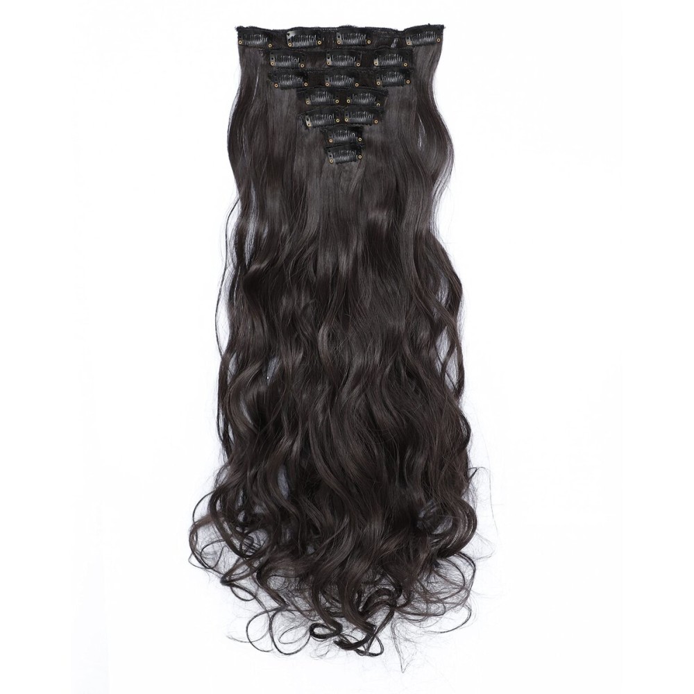 SWACC Women 20 Inches Curly Full Head 7 Separate Pieces Heat Resistance Synthetic Hair Clip in Hair Extensions (Dark Brown-4) SWACC Women 20 Inches Curly Full Head 7 Separate Pieces Heat Resistance Synthetic Hair Clip in Hair Extensions (Dark Brown-4)