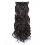 SWACC Women 20 Inches Curly Full Head 7 Separate Pieces Heat Resistance Synthetic Hair Clip in Hair Extensions (Dark Brown-4)
