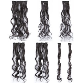 SWACC Women 20 Inches Curly Full Head 7 Separate Pieces Heat Resistance Synthetic Hair Clip in Hair Extensions (Dark Brown-4) SWACC Women 20 Inches Curly Full Head 7 Separate Pieces Heat Resistance Synthetic Hair Clip in Hair Extensions (Dark Brown-4)