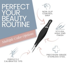 Tweezer Guru Pointed Tweezers - Sharp Precision Needle Nose Tip, Best Tweezers for Eyebrows and Ingrown Hair, Surgical Pointed for Blackheads & Splinters (Black)
