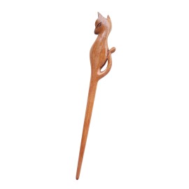 Marycrafts Cat Wooden Hair Stick For Buns Hair Fork For Women Long Hair