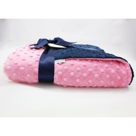 MEG ORIGINAL Paris Pink and Navy Blue Minky Dot Baby Girl/Toddler Crib Blanket 667
