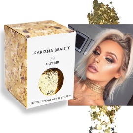 Gold Rockstar Chunky Glitter  Large 30g Jar KARIZMA BEAUTY  Festival Glitter Cosmetic Face Body Hair Nails