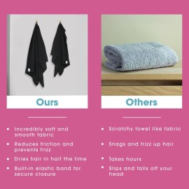 Hair RePear Anti Frizz Premium Cotton Hair Towel Wrap, Wet Hair Towel Wrap for Women, Plop Scrunch Curly, Wavy, Straight Hair (Black, 29 x 45) Hair RePear Anti Frizz Premium Cotton Hair Towel Wrap, Wet Hair Towel Wrap for Women, Plop Scrunch Curly, Wavy, Straight Hair (Black, 29 x 45)