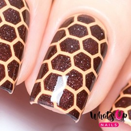 Whats Up Nails - Honeycomb Nail Vinyl Stencils for Nail Art Design (2 Sheets, 24 Stencils Total)