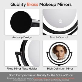 GURUN 8.5 Inch Rechargeable Tabletop LED Lighted Makeup Mirror with 10x Magnification 4500mAh Battery Double Sided Vanity Mirror Oil-Rubbed Bronze M2208DO(8.5in,10x)