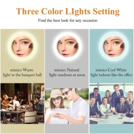 GURUN 8.5 Inch Rechargeable Tabletop LED Lighted Makeup Mirror with 10x Magnification 4500mAh Battery Double Sided Vanity Mirror Oil-Rubbed Bronze M2208DO(8.5in,10x)