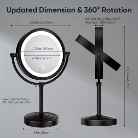 GURUN 8.5 Inch Rechargeable Tabletop LED Lighted Makeup Mirror with 10x Magnification 4500mAh Battery Double Sided Vanity Mirror Oil-Rubbed Bronze M2208DO(8.5in,10x)