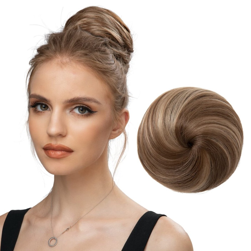 SARLA Fake Hair Buns Extensions Drawstring Ballet Bun Synthetic Donut Chignon Updo Hairpieces for Women Girls Lady Medium Brown/Ash Blonde 1 Piece SARLA Fake Hair Buns Extensions Drawstring Ballet Bun Synthetic Donut Chignon Updo Hairpieces for Women Girls Lady Medium Brown/Ash Blonde 1 Piece