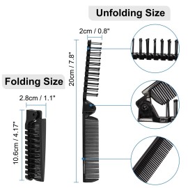 uxcell Folding Hair Comb, Portable Travel Double Headed Straightener Combs, 1 Pcs Mini Hair Cutting Brush Hairdressing Tools for Thin/Thick Curly Hair for Women and Men (Black)