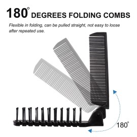 uxcell Folding Hair Comb, Portable Travel Double Headed Straightener Combs, 1 Pcs Mini Hair Cutting Brush Hairdressing Tools for Thin/Thick Curly Hair for Women and Men (Black)