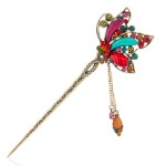 YOY Fashion Long Hair Decor Chinese Traditional Style Women Girls Hair Stick Hairpin Hair Making Accessory with Butterfly,Multicolor