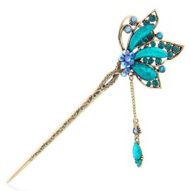 YOY Fashion Long Hair Decor Chinese Traditional Style Women Girls Hair Stick Hairpin Hair Making Accessory with Butterfly,Peacock Blue YOY Fashion Long Hair Decor Chinese Traditional Style Women Girls Hair Stick Hairpin Hair Making Accessory with Butterfly,Peacock Blue