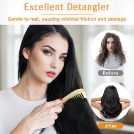 kilofly Genuine No Static Natural Sheep Horn Comb [Set of 2] + Carrying Pouch