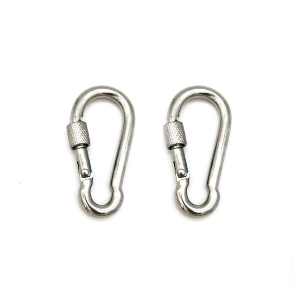 Stainless Steel 316 Carabiner Spring Heavy Duty Snap Hook with Screw Lock - 1/4 Inch Silver-2 Pack