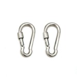 Stainless Steel 316 Carabiner Spring Heavy Duty Snap Hook with Screw Lock - 1/4 Inch Silver-2 Pack