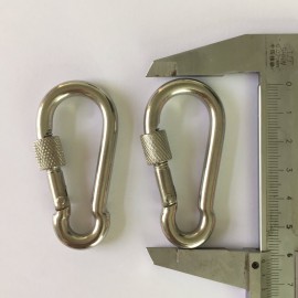 Stainless Steel 316 Carabiner Spring Heavy Duty Snap Hook with Screw Lock - 1/4 Inch Silver-2 Pack