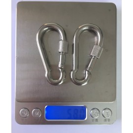 Stainless Steel 316 Carabiner Spring Heavy Duty Snap Hook with Screw Lock - 1/4 Inch Silver-2 Pack