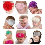 QandSweet Baby Girl Headbands with Polygonal Flower Inlay Rhinestone for Photography (Styles of 9)