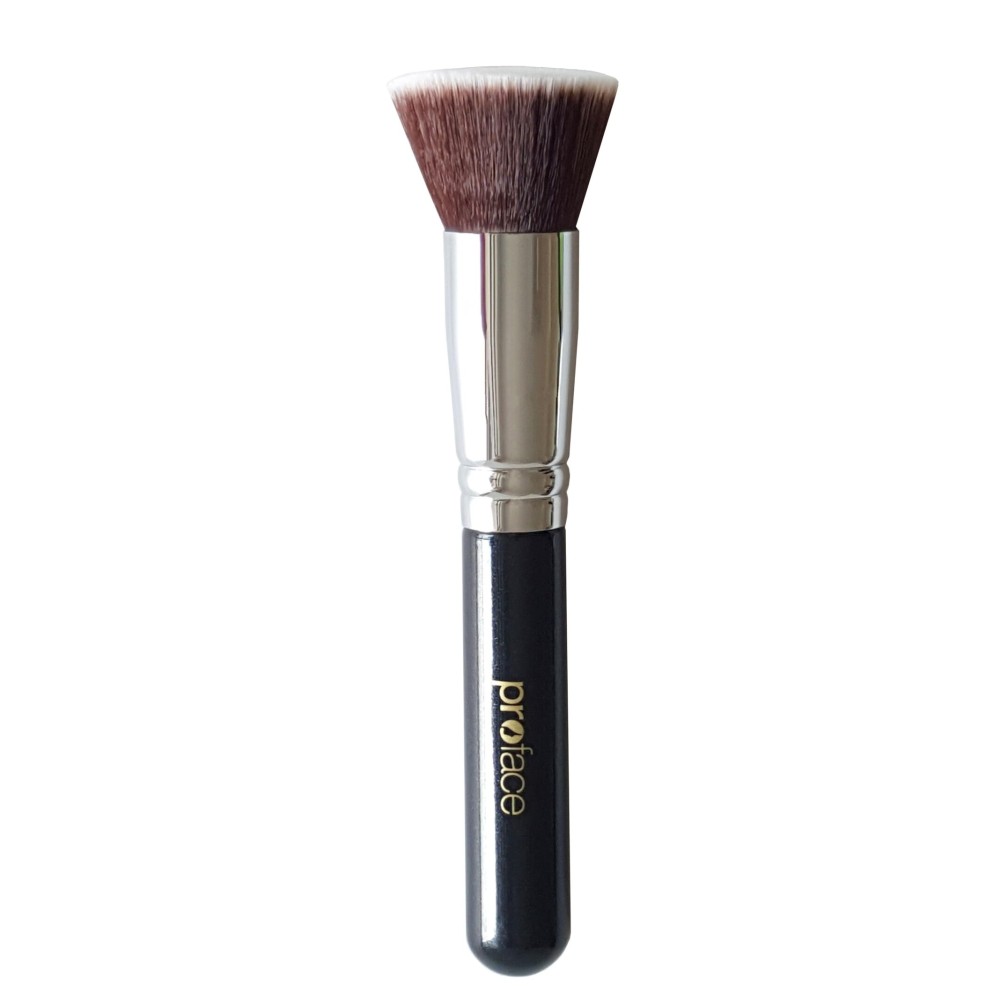 Flat Top Kabuki Foundation Brush for Face Makeup - Perfect for Blending Liquid,Cream & Mineral Cosmetics or Translucent Powder - Premium Quality Bristles!(Black)