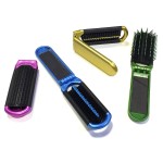 4 Assorted Colors ALAZCO Folding Hair Brush With Mirror Compact Pocket Size Travel Car Gym Bag Purse Locker Swimming Camping Sleepover Gift and more