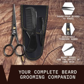 Striking Viking 5-Inch Professional German Beard & Mustache Scissors - Mens Mustache Grooming Kit for Trimming Facial Hair with Beard Comb, Mustache Comb & Carry Case Striking Viking 5-Inch Professional German Beard & Mustache Scissors - Mens Mustache Grooming Kit for Trimming Facial Hair with Beard Comb, Mustache Comb & Carry Case