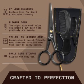 Striking Viking 5-Inch Professional German Beard & Mustache Scissors - Mens Mustache Grooming Kit for Trimming Facial Hair with Beard Comb, Mustache Comb & Carry Case Striking Viking 5-Inch Professional German Beard & Mustache Scissors - Mens Mustache Grooming Kit for Trimming Facial Hair with Beard Comb, Mustache Comb & Carry Case