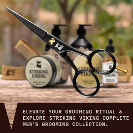 Striking Viking 5-Inch Professional German Beard & Mustache Scissors - Mens Mustache Grooming Kit for Trimming Facial Hair with Beard Comb, Mustache Comb & Carry Case Striking Viking 5-Inch Professional German Beard & Mustache Scissors - Mens Mustache Grooming Kit for Trimming Facial Hair with Beard Comb, Mustache Comb & Carry Case