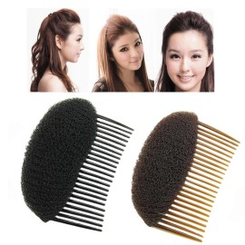 Healtheveryday2PCS Charming BUMP IT UP Volume Inserts Do Beehive hair styler Insert Tool Hair Comb Black/Brown colors for choose Hot (Brown)
