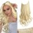 SARLA Invisible Wire Hair Extensions with 3 Clips Long Synthetic Wavy Curly Hairpiece Adjustable Transparent Headband for Women 18 Inch Beach Blonde