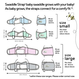 Anna & Eve - Swaddle Strap - Adjustable Arms Only Baby Swaddle, 100% Cotton, Prevents Overheating - Large Size Fits Chest 16 to 20.5 - Aqua