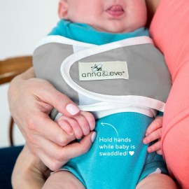 Anna & Eve - Swaddle Strap - Adjustable Arms Only Baby Swaddle, 100% Cotton, Prevents Overheating - Large Size Fits Chest 16 to 20.5 - Aqua