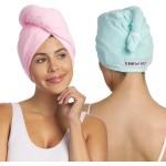 Turbie Twist Extra Long Microfiber Hair Towel Wrap for Women and Men | 2 Pack | Bathroom Essential Accessories | Quick Dry Hair Turban for Drying Curly, Long & Thick Hair (Pink, Mint)