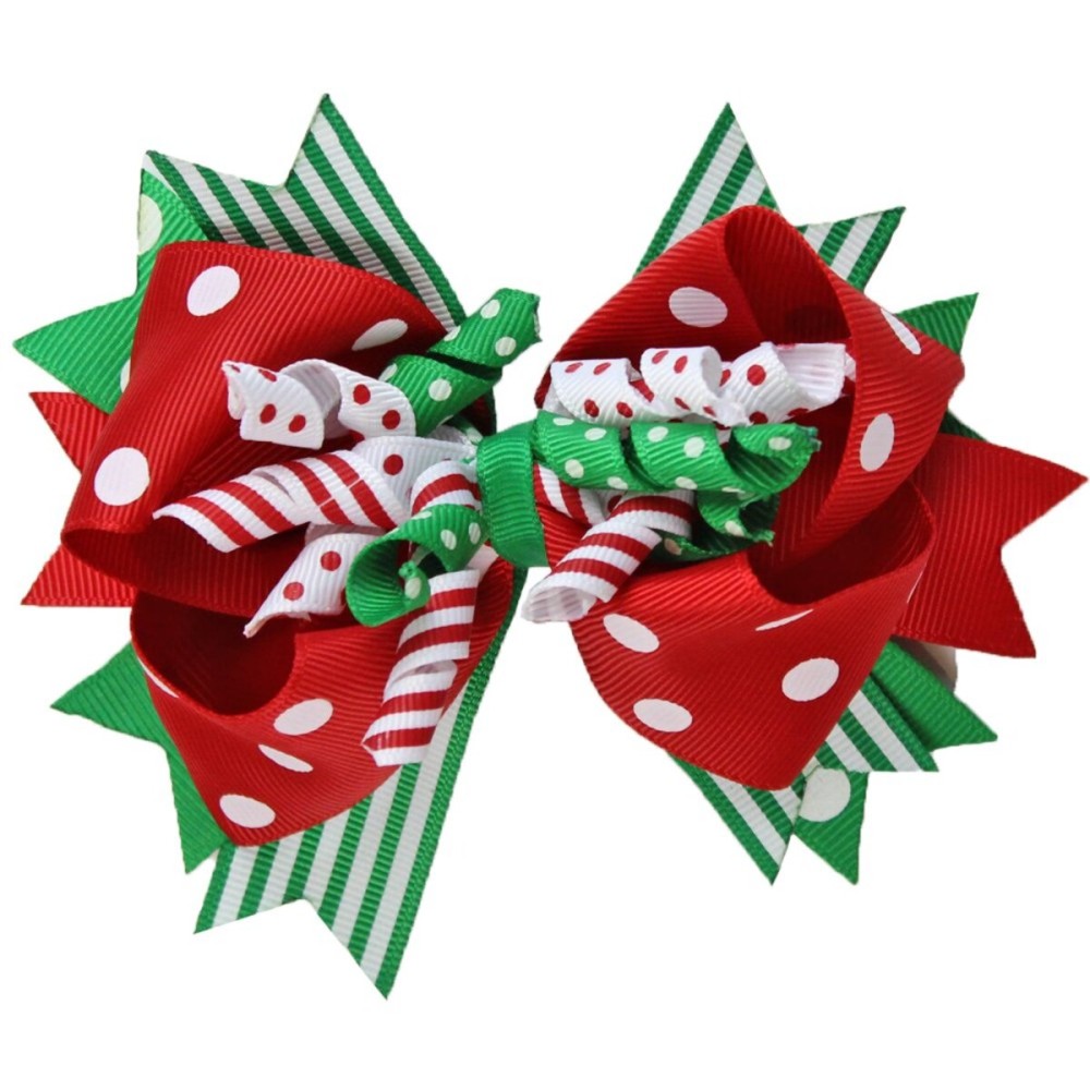 juDanzy Large Red and Green Polka Dot Jolly Christmas Hair Bow Clip juDanzy Large Red and Green Polka Dot Jolly Christmas Hair Bow Clip