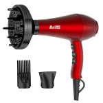 BERTA 1875W Powerful Negative Ions Hair Dryer Ceramic Professional Far Infrared Blow Dryer 2 Speeds 3 Heating Settings (3 Attachments)
