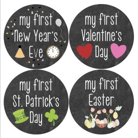 Months In Motion My First Holiday Baby Stickers Milestone Christmas, Birthday, Halloween, Easter, Thanksgiving Baby Sticker Chalkboard