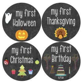 Months In Motion My First Holiday Baby Stickers Milestone Christmas, Birthday, Halloween, Easter, Thanksgiving Baby Sticker Chalkboard