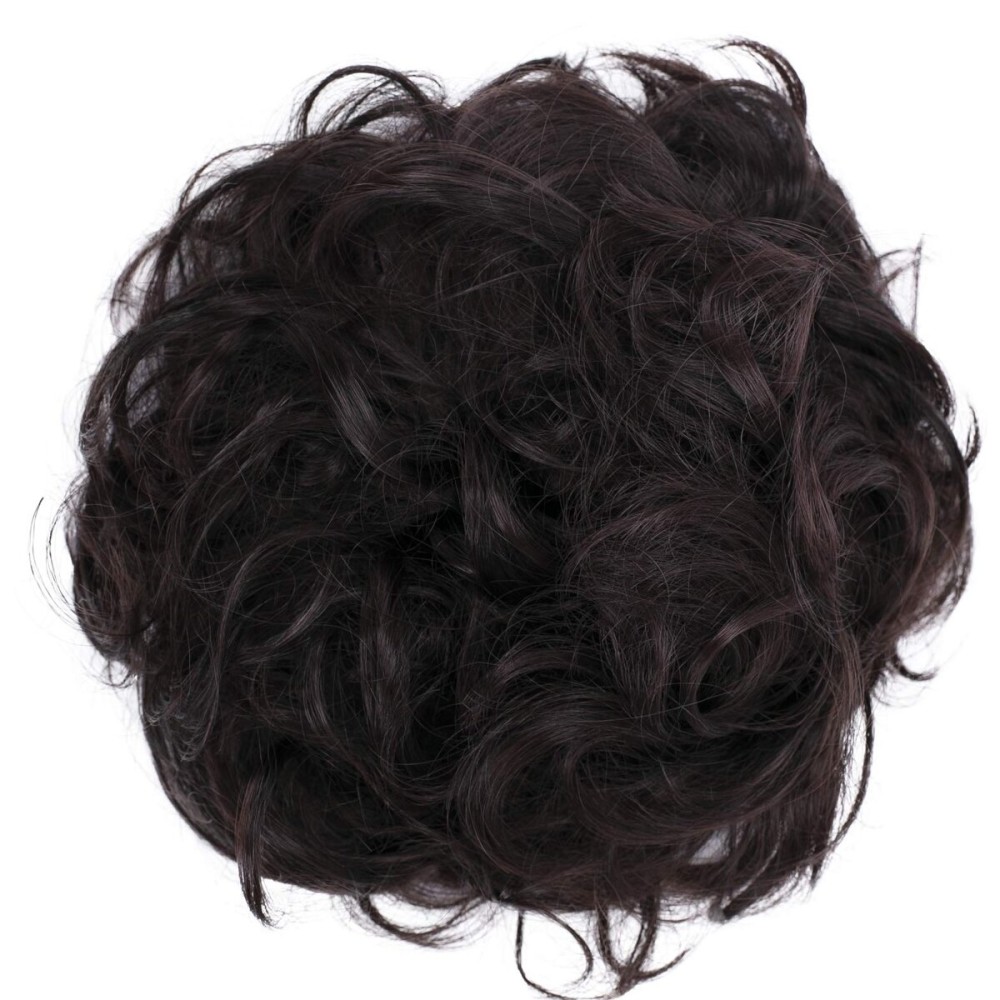 CAISHA Big Hairpiece Scrunchy Updo Bridal Hairstyle curly Messy Bun Black Red-Brown Mix G17E