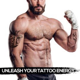 6-Sheet Arm Temporary Tattoos with Mysterious Cross, Waterproof Fake Tattoo Stickers for Men Arm Body Chest Art, Long Lasting Realistic