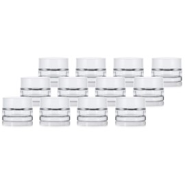 Clear Glass 0.25 oz Thick Wall Balm Jars with White Foam Lined Smooth Lids (12 pack)