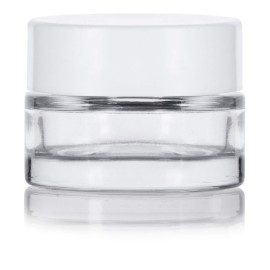 Clear Glass 0.25 oz Thick Wall Balm Jars with White Foam Lined Smooth Lids (12 pack)